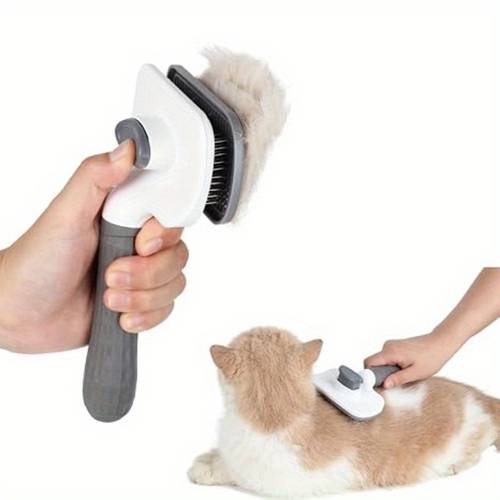 cepillo de acicalado autolimpiante para gatos, 1/2 piezas, cepillo de belleza hipoalergénico para mascotas, para la pérdida de pelo de perros y gatos, de desmontar, herramienta de masaje para mascotas de pelo largo o corto, los tipos de pelo - acero inoxidable 304 mejorado