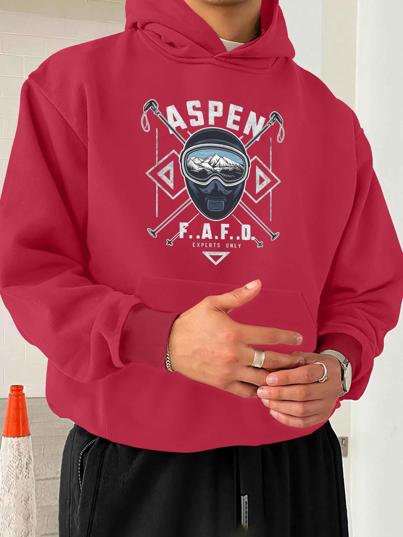 mens plus size aspen ski mask hoodie casual black polyester Temu