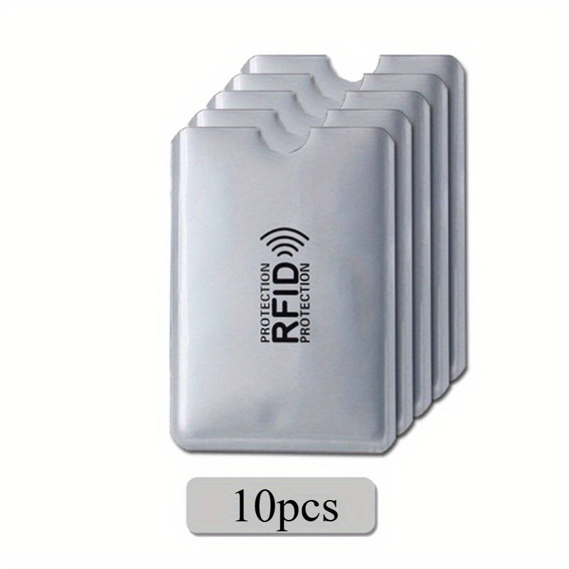 10 stück rfid-blockierende diebstahlschutz-kartenhüllen - robuste aluminiumfolienkonstruktion, diebstahlschutz für bankkarten, ausweise, pässe, zertifikate - kompatibel mit rfid-lesern - ideal für reisen, geschäft, schule, heimgebrauch - (10 stück), reise-essentials, schlankes design, langlebiger schutz, passhalter, kompakter halter, hochwertiges material, für geschäftsprofis