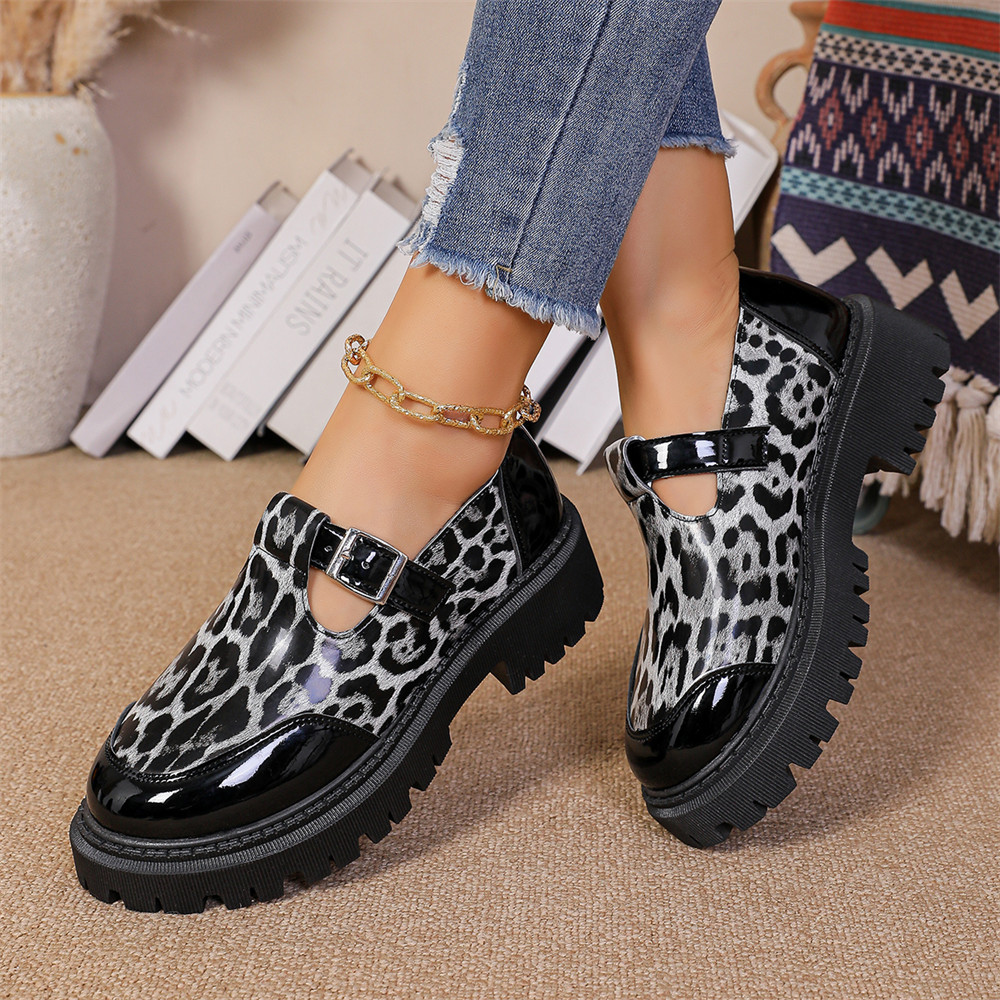 item picture womens comfortable soft soled shoes for   fashion moccasin style versatile leopard print design deep mouth slip on loafers rubber   5cm heel height chunky block heel   decoration casual party banquet suitable