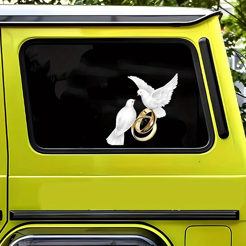 Image of 6pcs And Wedding Ring Car Stickers, Scratch-resistant, , Stylish Design Car Decals, Vehicle Decorative Decals. Suitable For Car Models To Enhance Vehicle . , Durable, Waterproof, Suitable For Daily