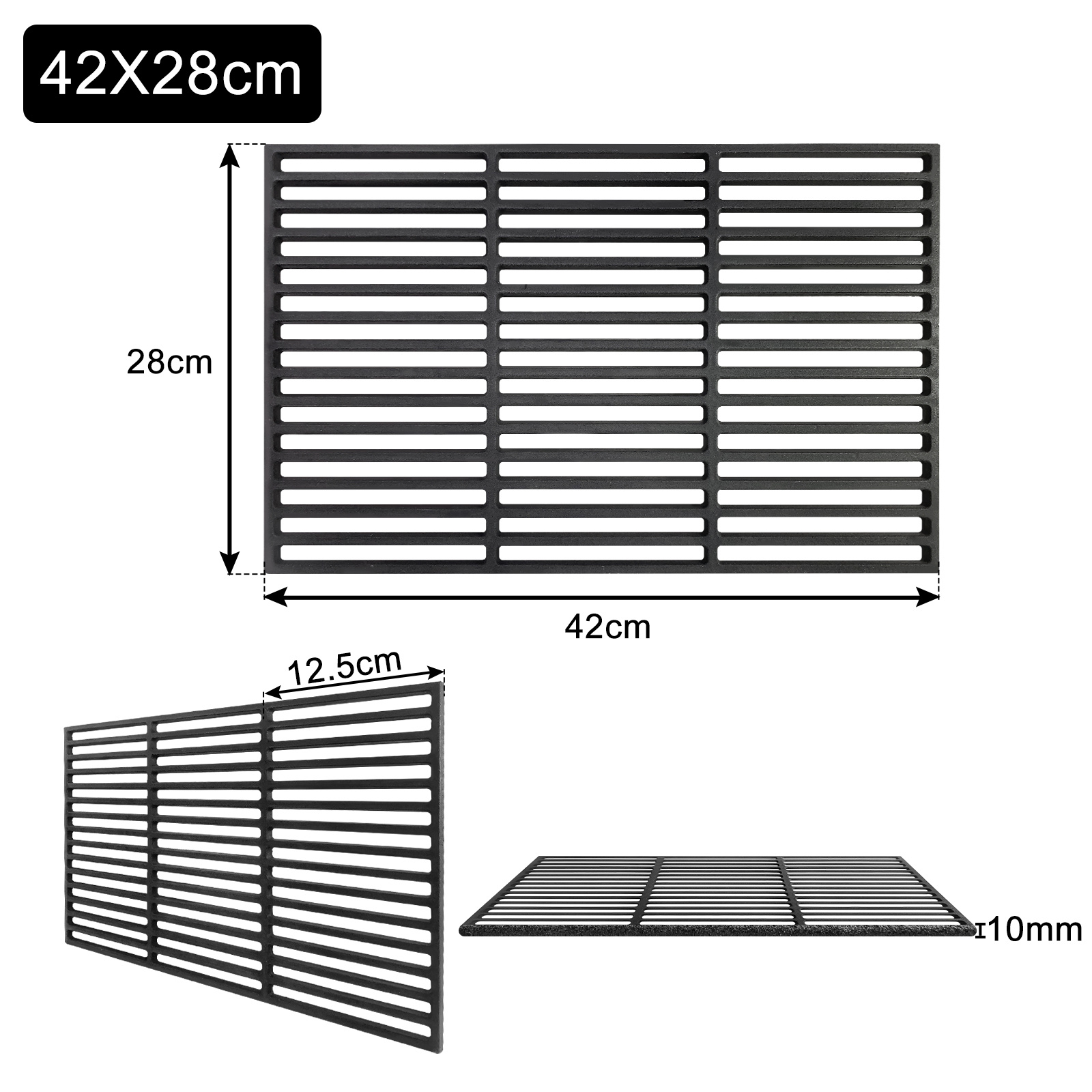 TEMU Cast Iron Grill Grate, Cast Iron Grate, Square Grill Grate, Enamelled Grill Grill Attachment Gas Grill For Charcoal Grill, Black