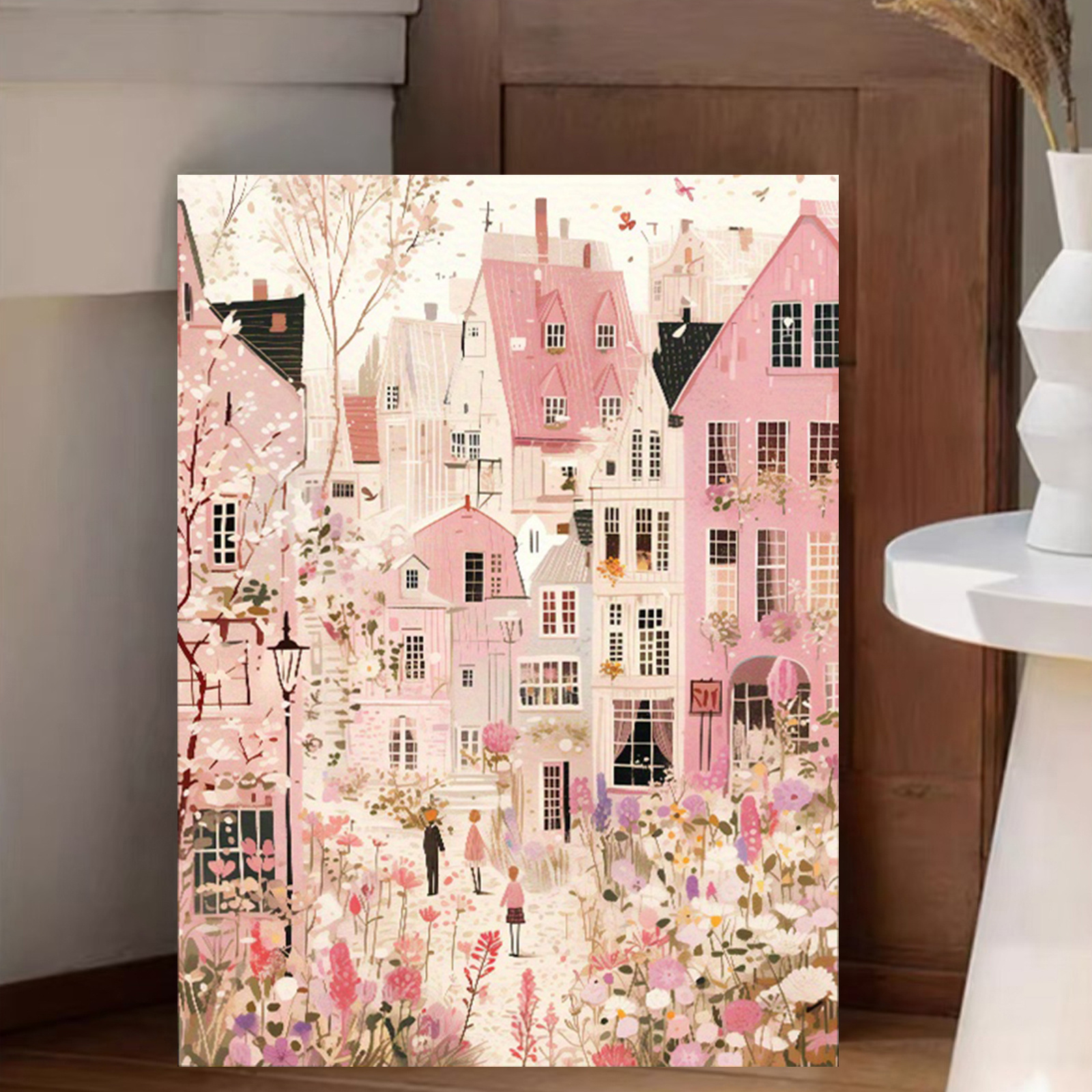 E-shop 1 Stück Warmes Rosa Landstraßenmotiv Leinwanddruck, 30x40 cm Wanddekoration für Zuhause, Schlafzimmer, Küche, Wohnzimmer, Bad, Hotel, Café, Büro