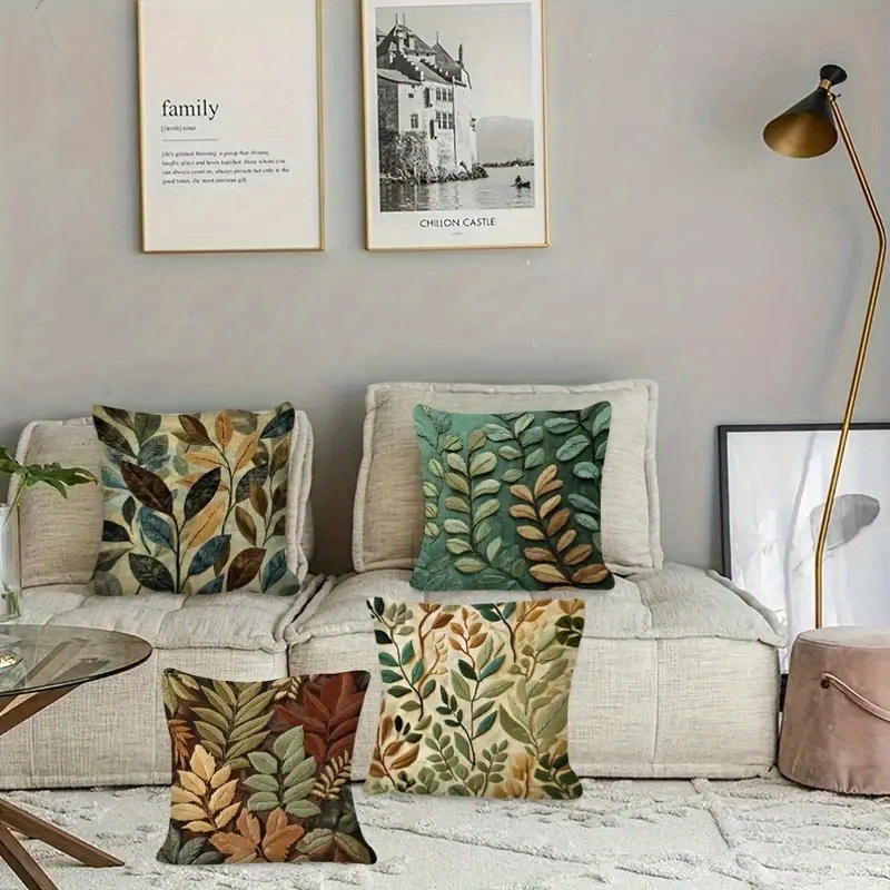 4pcs 2d flat   sided print not embroidered leaf pattern short plush pillowcase machine washable suitable for daily e valentines day mothers day   halloween thanksgiving christmas holiday decoration Product details 6