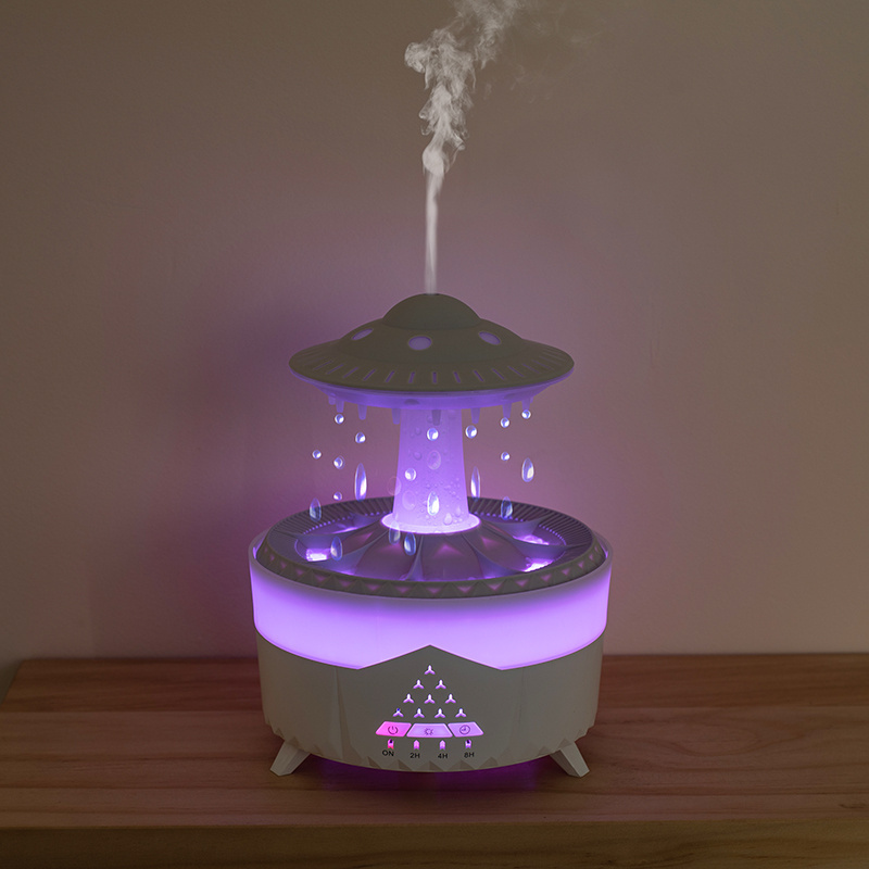ufo black shape aromatherapy humidifier can add essential oil and   light suitable for home bedroom   rain shape   technology   and holiday gifts