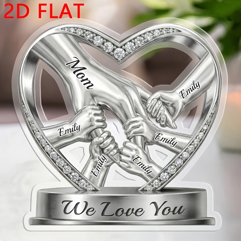 TEMU 2d Flat, Custom Acrylic Hand-in-hand Decorative Plaque - Personalized Mother's Day/birthday Gift For Mom, Grandma - An