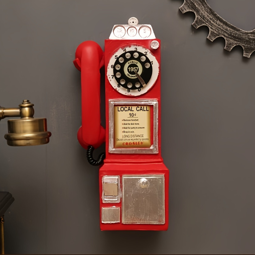 TEMU Vintage Resin Phone Wall Decor - Artistic Coffee Shop, Bar, Restaurant, Living Room, Hotel Or Home Decoration