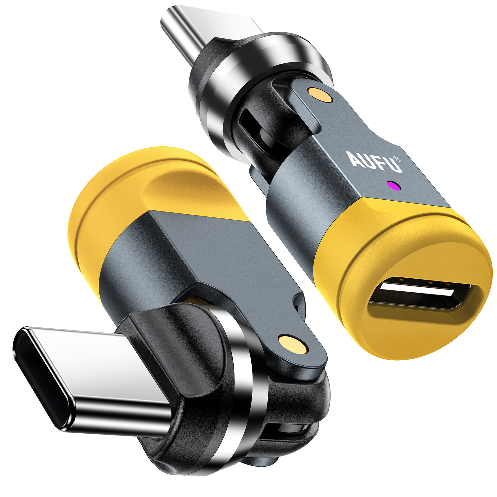 E-shop 240W Schnellladeadapter unterstützt 540° Drehung, 480 Mbps Datentransfer und verfügt über ein Premium-Gelb-Schwarz-Farbschema. Er ist