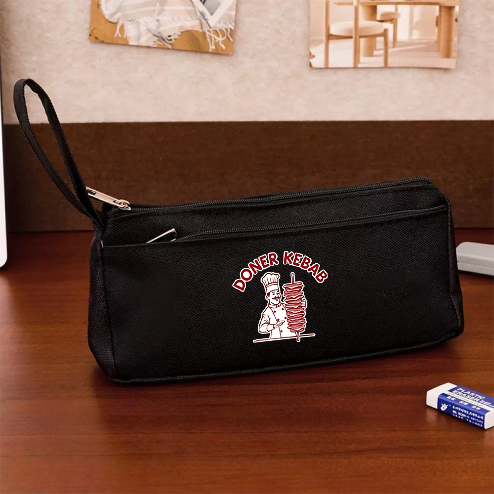TEMU 1pc Doner Themed Pencil Case & Coin Purse - Large Capacity Double-layer Organizer Suitable For, Office, Travel, Lunchbox Storage Box, Unisex For