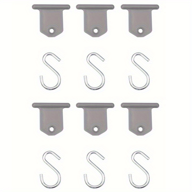 TEMU Lot de 6 crochets d'ombrage pour camping-car - Crochets en S robustes en acier avec pinces en plastique, faciles à installer et conçus pour une