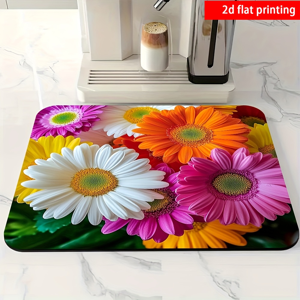 TEMU 2D Flachdruck, 1 Stück, Mehrfarbiges Lilienmuster Küchen-Absorptionsunterlage, Waschmaschinen-Staubschutzhülle, Geeignet für Küche, Badezimmer