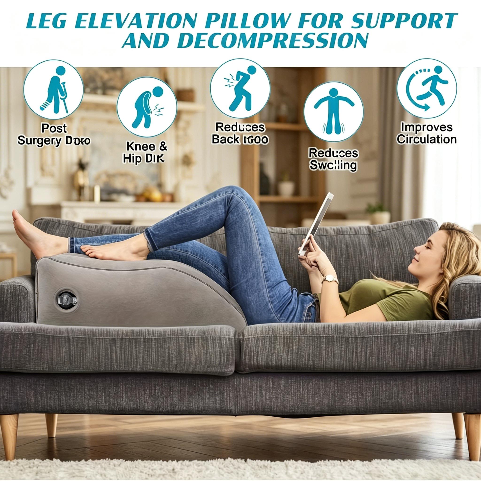 TEMU Almohada Inflable para Elevación de Piernas, Cojín para Piernas Post-Cirugía, Diseño de Cuña, a Mejorar la Circulación Sanguínea, Adecuada para