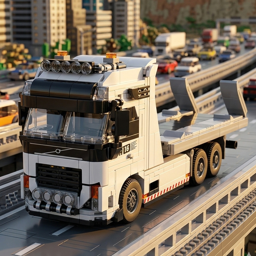 heavy duty trailer assembly block model towing transport style moc engineering vehicle assembly kit high difficulty mechanical structure assembly blocks birthday gift