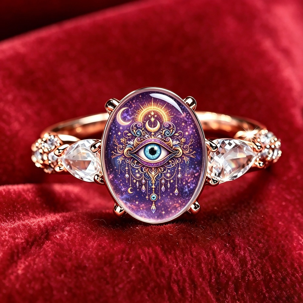Vintage Starry Sky Evil Eye Sun and Moon Women's Fashion Ring