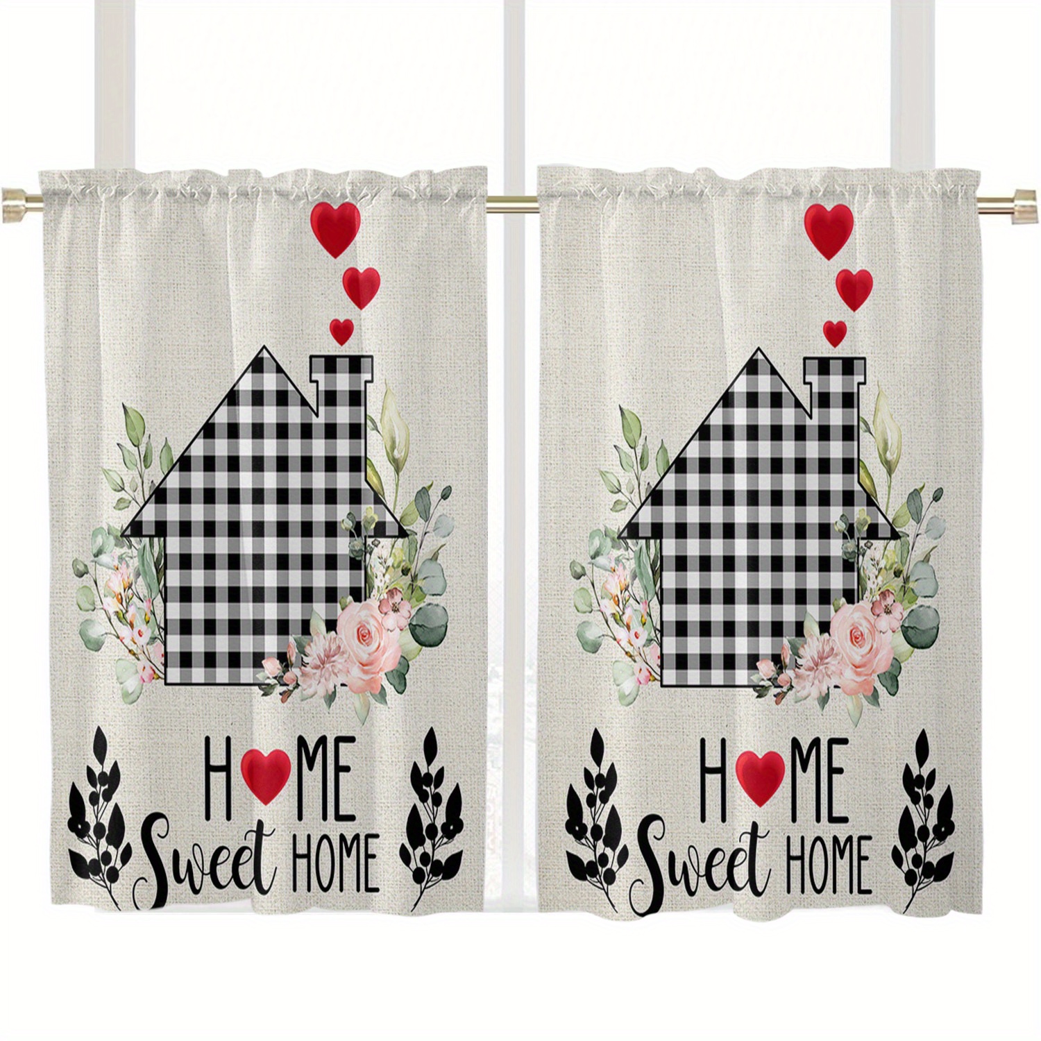 TEMU 2pz Tendine Piccole con Motivo Cuore in per Casa, Tende Corte da Cucina e Camera da Letto per Finestre - Decorazione