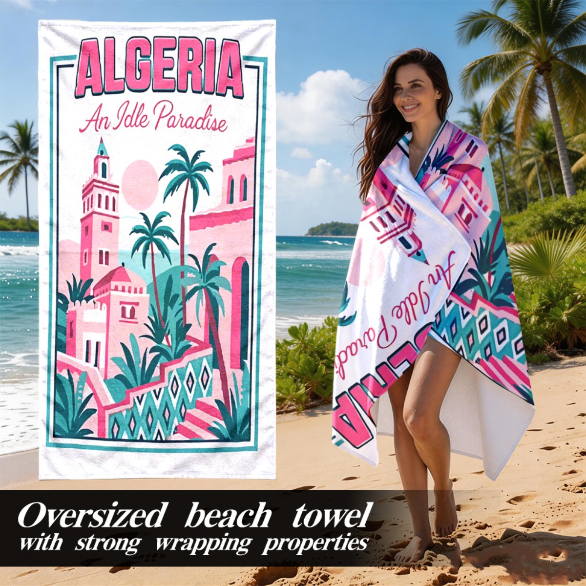 TEMU 1 serviette de plage unisexe tendance et , style vacances , unique et , l'accompagnant dans chaque voyage, légère et compacte, facile à