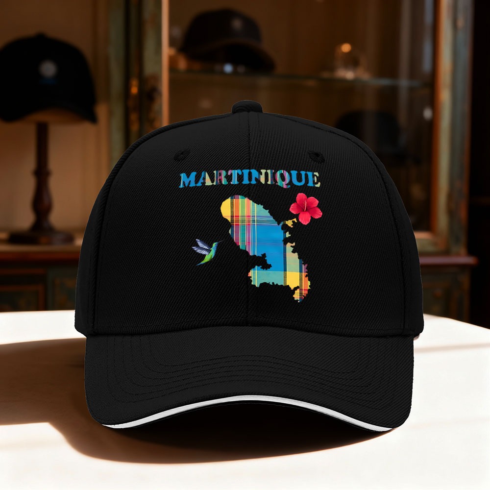 TEMU Casquette Baseball Modèle 2026 - 1pc Carte de la Martinique avec Logo - Léger, Unisexe, Toutes , Voyage et Tenue Décontractée, Lavable en