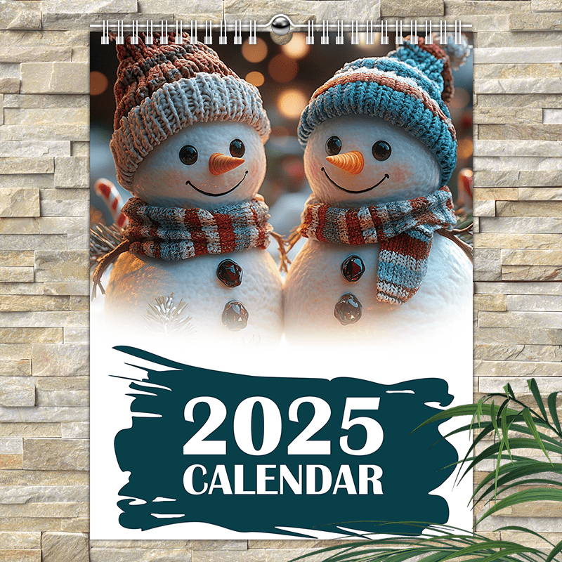 

1pc 2025 Snowman Wall Calendar, 12-month Large Blank Areas For Easy Marking, Ultra , Office And Personal Planning, Paper Material