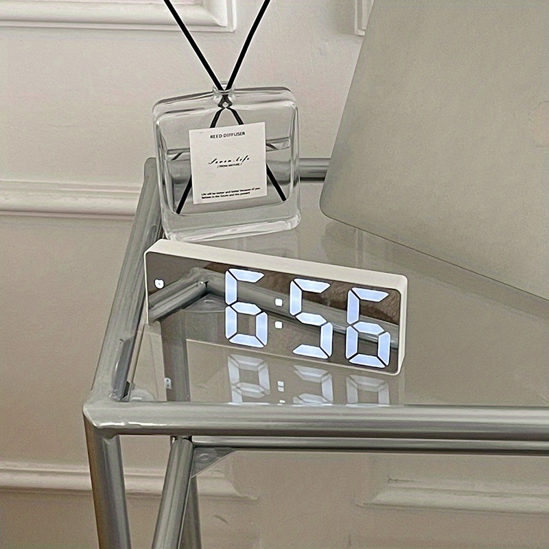 item picture 1pc Latest Digital Clock, LED Alarm Clock for Bedroom, Electronic Desktop Clock with Temperature Display, Adjustable Brightness, 12/24 Hour, Bedroom Clock (Battery Not Included)