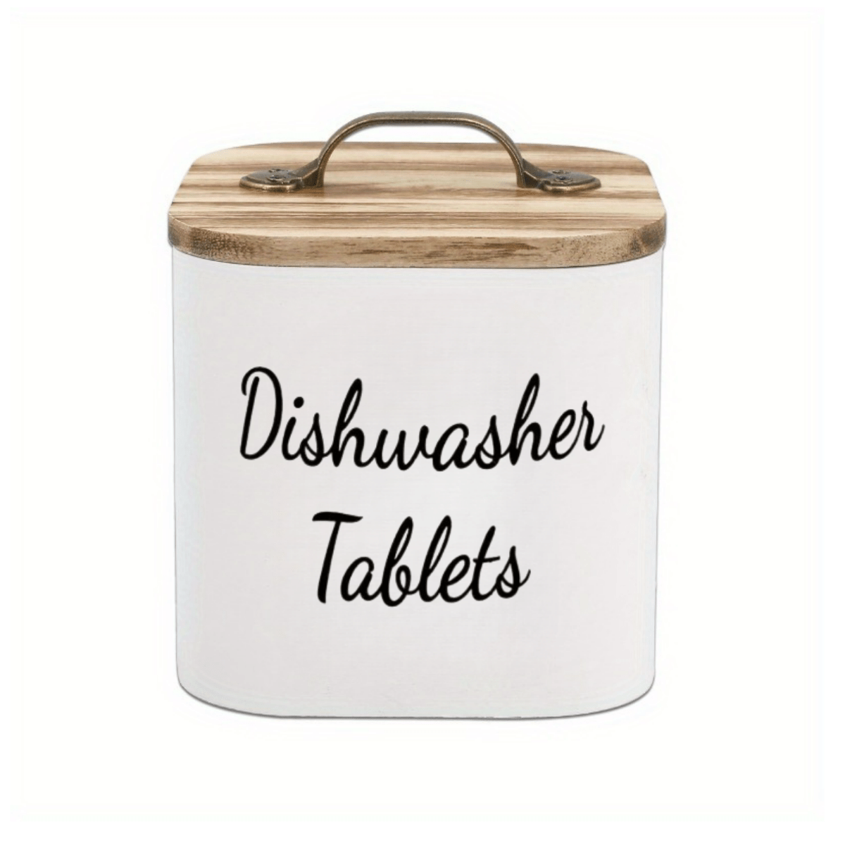 TEMU Rustic Wooden Dishwasher Tablet Holder With Lid - , Multipurpose Storage Container For Laundry Detergent, Fabric Softener, And More -