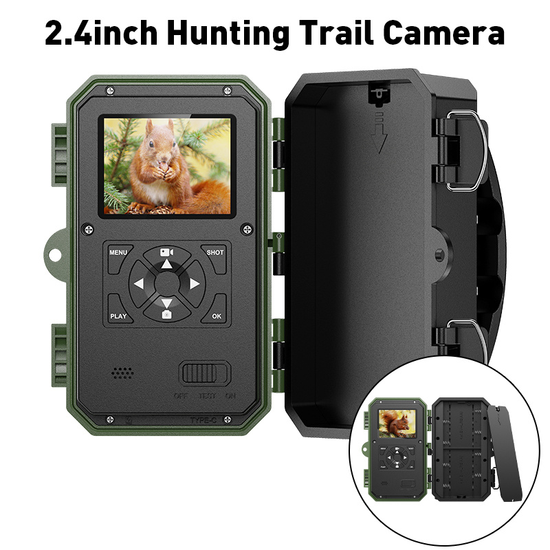 TEMU Caméra de chasse de avec vision infrarouge - 120° avec déclenchement de 0,7 s, caméra de chasse à déclenchement par mouvement, caméra de adaptée