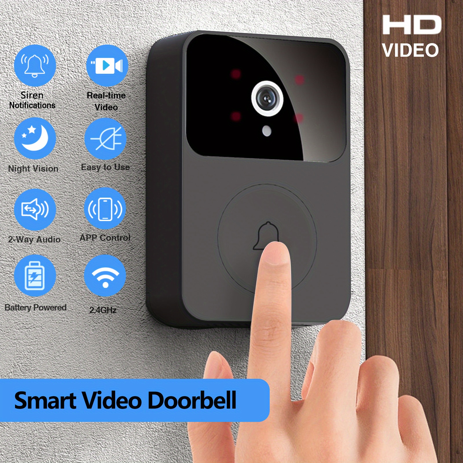item picture wireless video doorbell smart doorbell camera wireless visual doorbell hd surveillance   video recording rechargeable voice change two way audio for seamless communication 2 4g wifi   control for    
