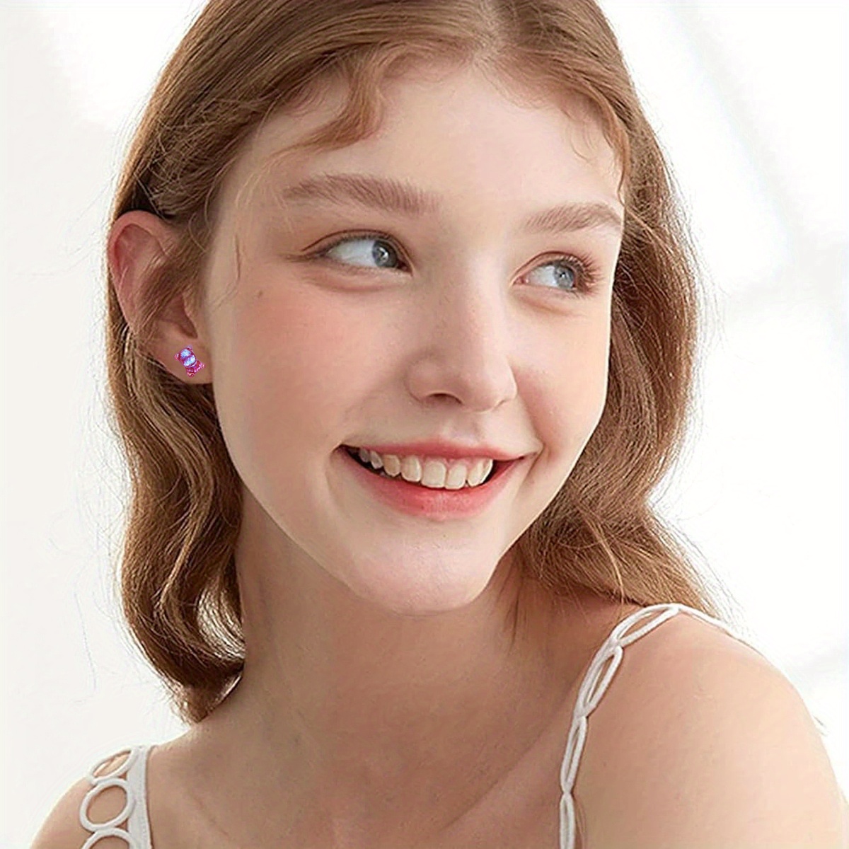 12pc Bling Bear Resin Stud Earrings Set for Sensitive Ears