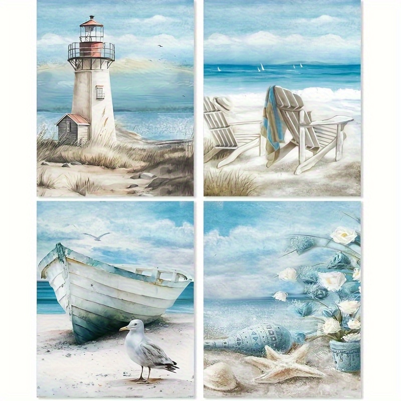 TEMU 4pcs Set For Adults, Perfect For Aesthetic Wall Decoration. This Cute 5d Craft Is Ideal For Enhancing Your For Home Decor