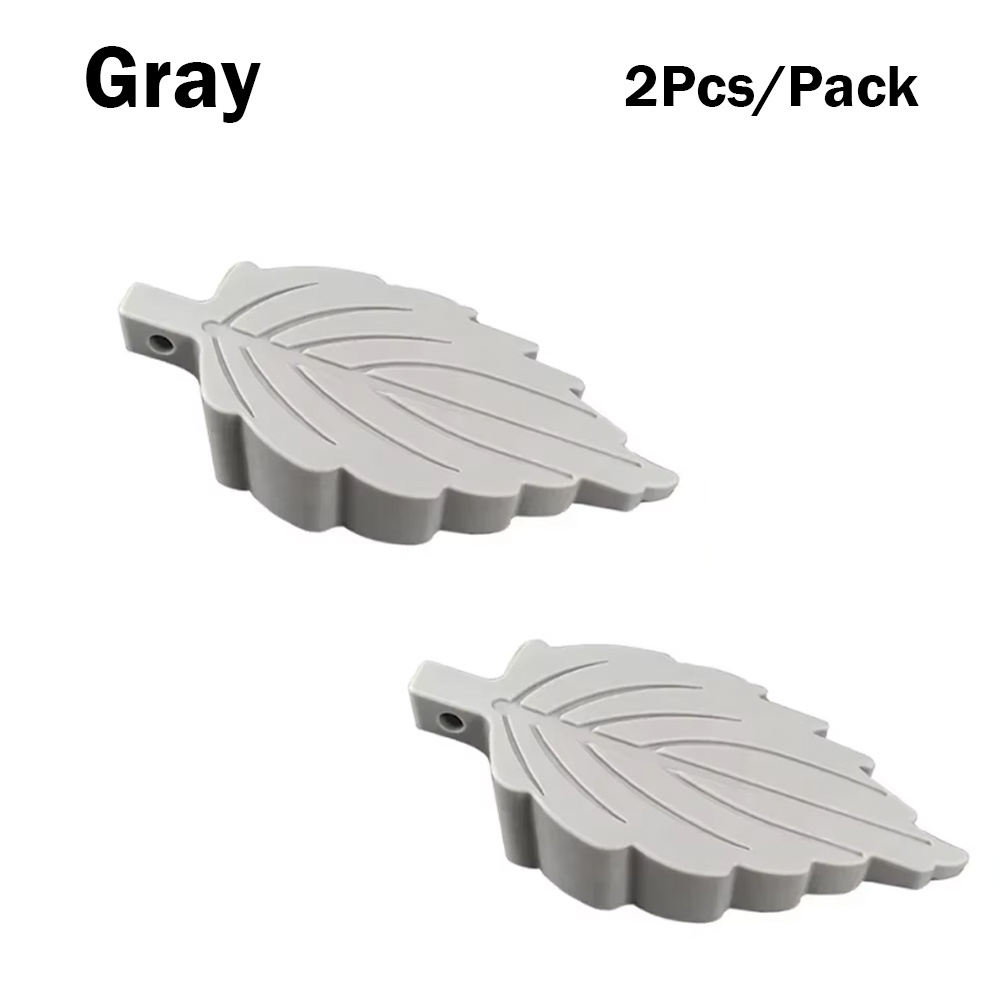 Image of 2pcs/pack Leaves Wedge Floor Stackable Stops Indoor Duty Rubber Floor Stop Prevents Doors From Closing