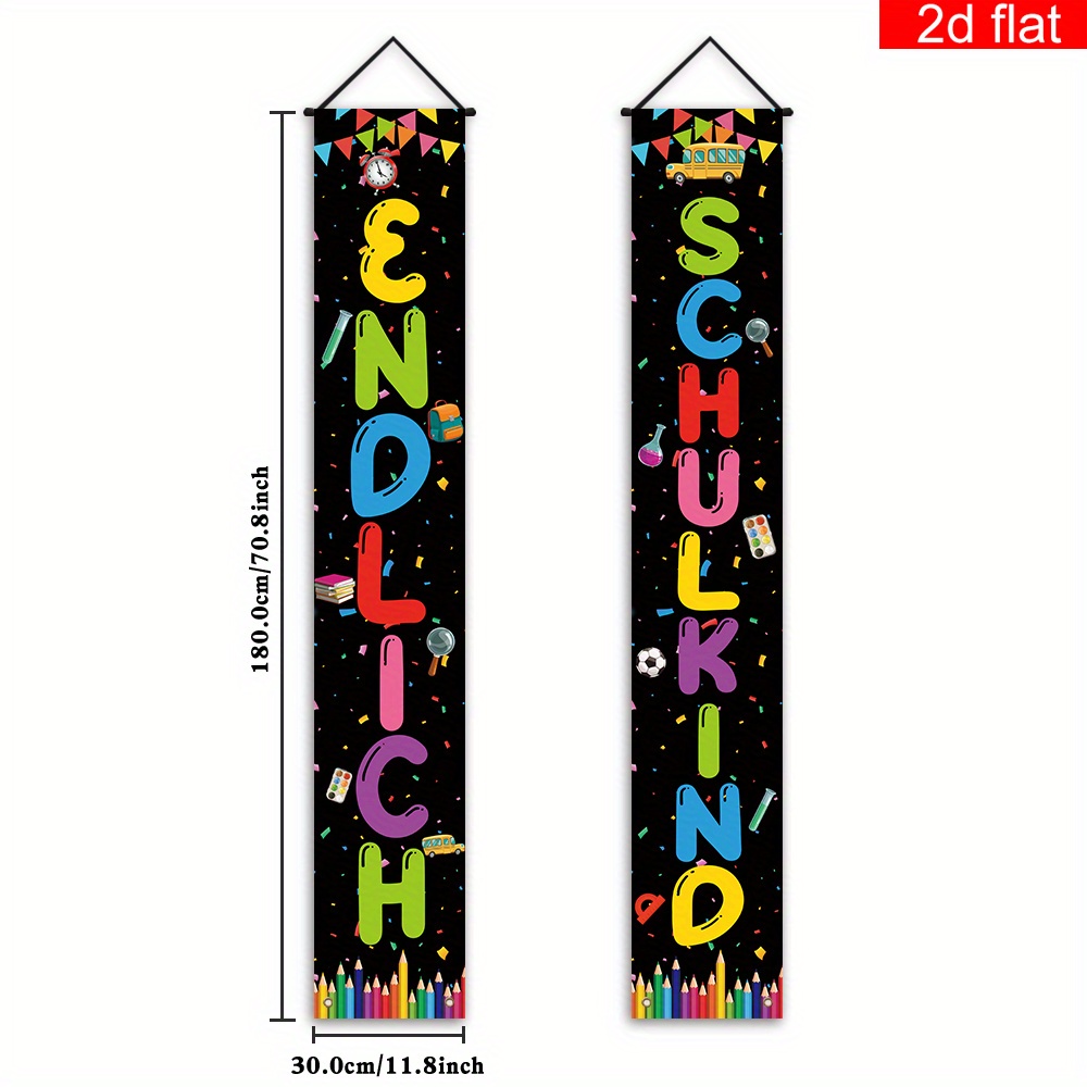E-shop 2D Flach, 2D Flach Banner, 1 Paar, Deutsche Zurück zur Schule Thema Party Dekoration Kuppelten, Langlebiges Polyester, Willkommen zurück in der