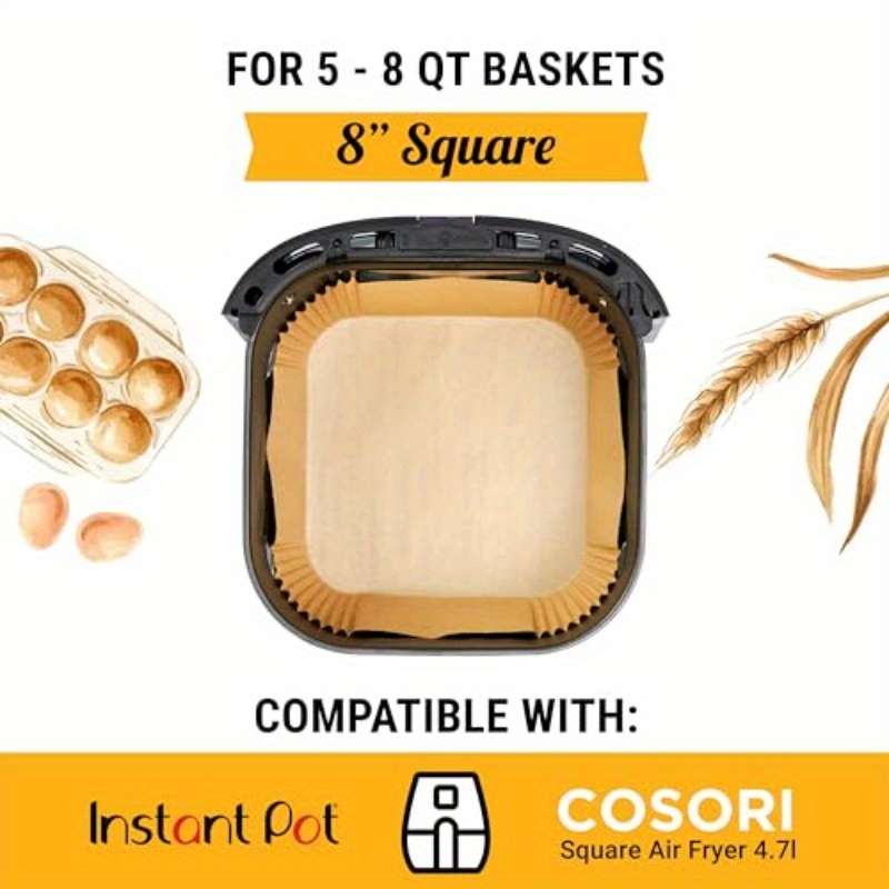 250pcs disposable air fryer liners -  , oil-proof, easy  , 8 square parchment paper for oven & baking,   5-8qt baskets, ideal for  , air fryer accessories,  , easy   liners, oilproof liners,  up, cooking accessory,   product, easy-to-clean baking papers, kitchen essentials,   tray liners Product details 1