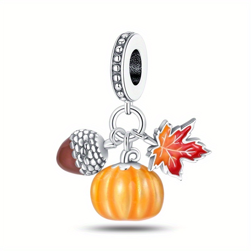 TEMU 1pc Silver Plated Autumn Style Harvest Pendant For Original Bracelet Necklace Keychain Diy Charms Making Women's Gifts For Daily Birthday Party