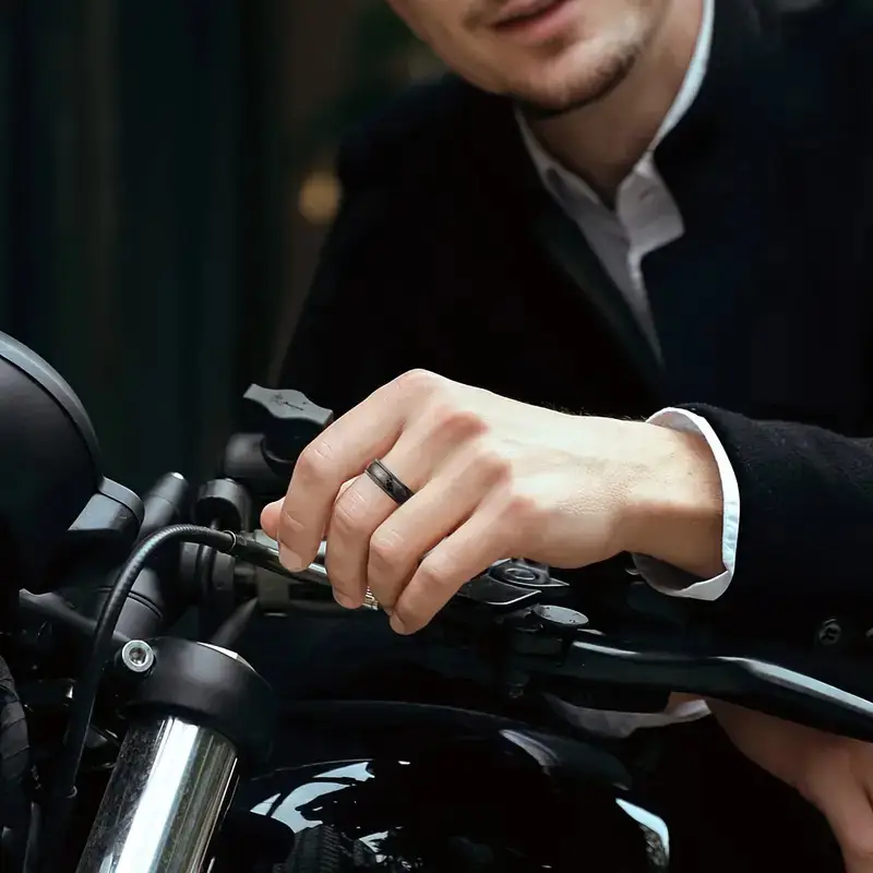 mysterious style black stainless steel exquisite pattern mens and womens ring surface rotatable couple style suitable for gift valentines day holiday gifts Product details 2