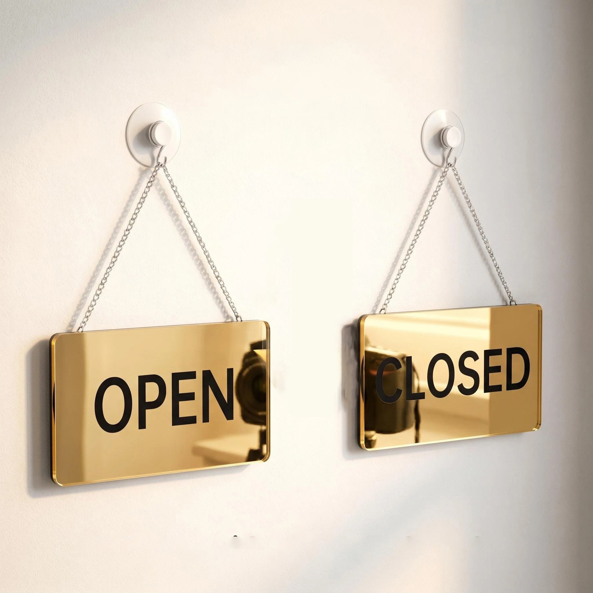 TEMU 2d Flat, Golden Personalized Custom Acrylic Sign With Metal Hanging Chain, Custom Open/closed Hanging Sign For Store Hours, Single-sided