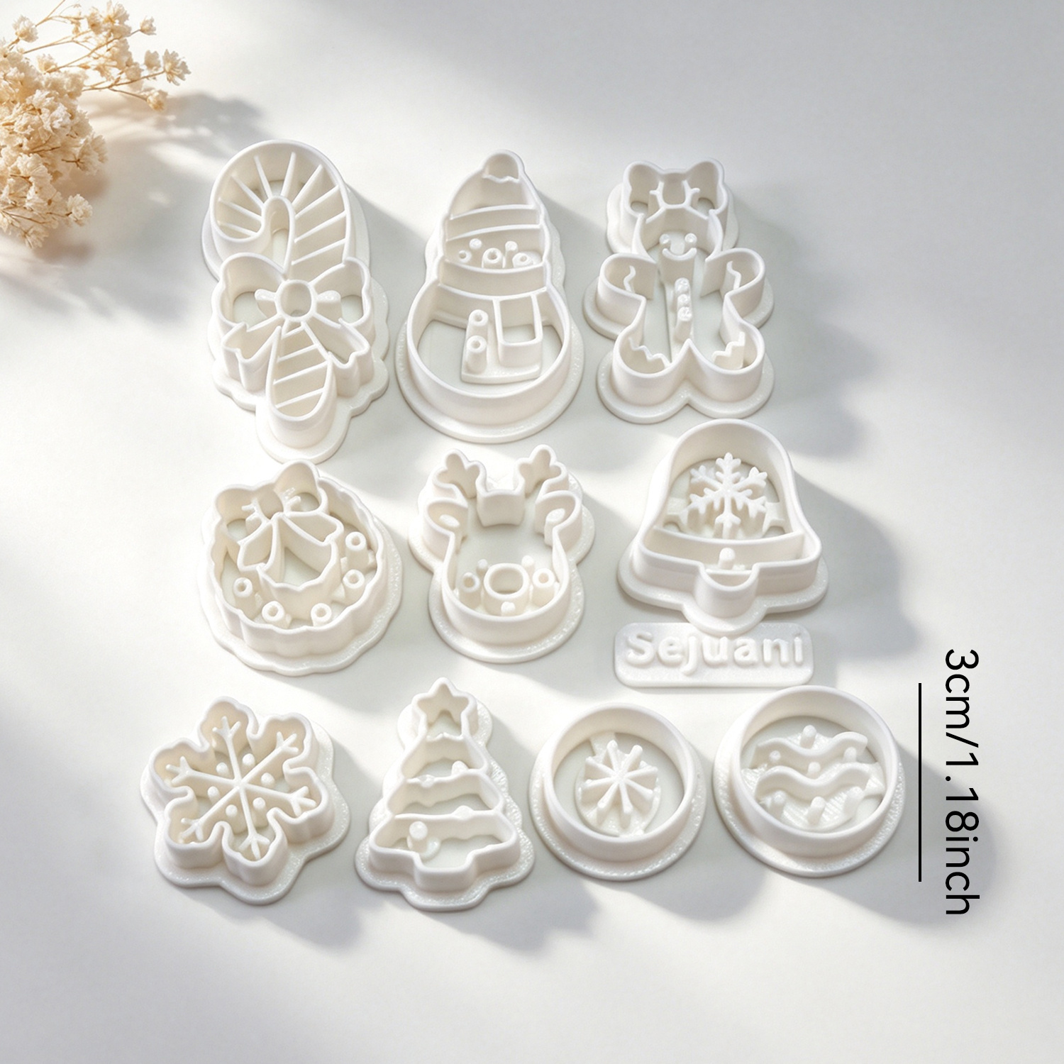 TEMU 11pcs Coupe-pâte polymère de Noël, en neige, Homme d'épices, Couronne d'arbre, Cloche, de neige, Moule à pâte, Moules à pâte de festive, Outils