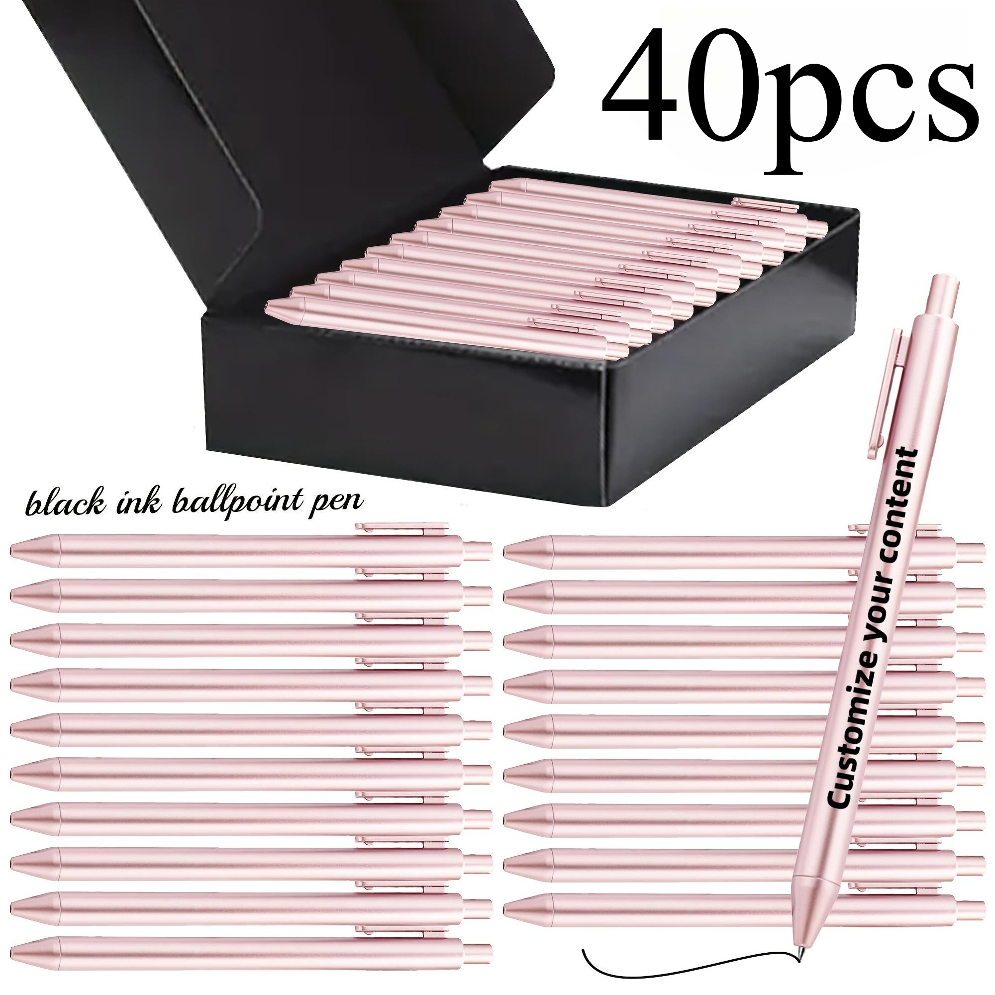 TEMU Customizable 40pcs Luxury Ballpoint Pen Set, Personalized Pens, Bulk Retractable Black Ink. Laser Engraved Text, Lightweight And Durable, Smooth