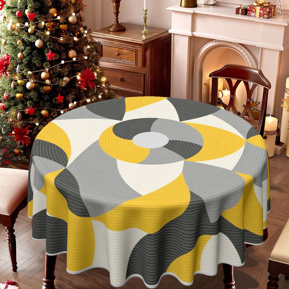 TEMU Nappe Ronde, Noël, Motif Géométrique, pour Noël, An, Saint-Valentin, Fêtes, -, Réunions. Parfaite pour la Décoration de Tables à Manger, Tables