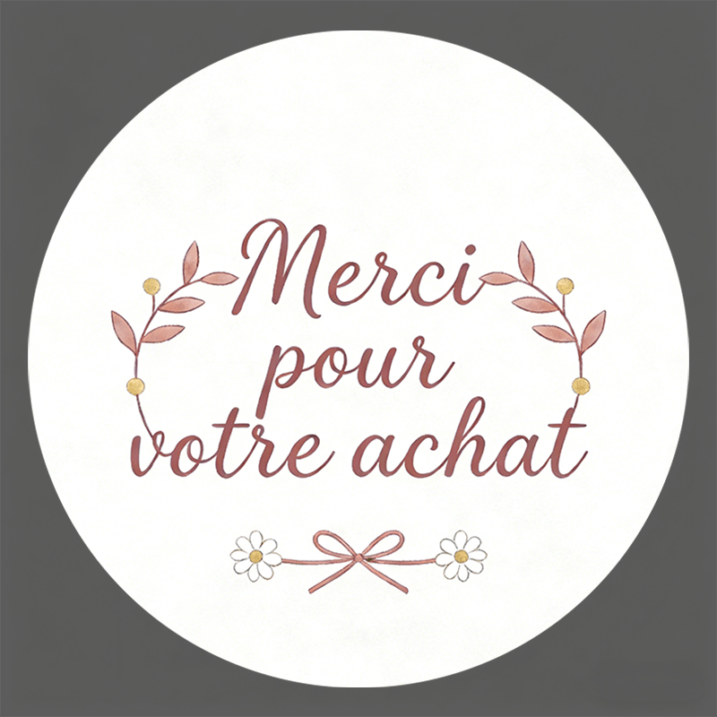 TEMU 96 autocollants ronds - Couronne florale et " Pour Votre Achat" pour sacs cadeaux, boîtes cadeaux et sacs fourre-tout, fournitures d'emballage