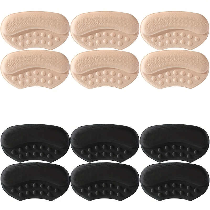 TEMU Random 12pcs Self-adhesive Heel Pads, Shoe Size Reducers, Anti-slip And Anti-blister Heel Inserts, Unisex, With Grip Textured Surface, Thickened