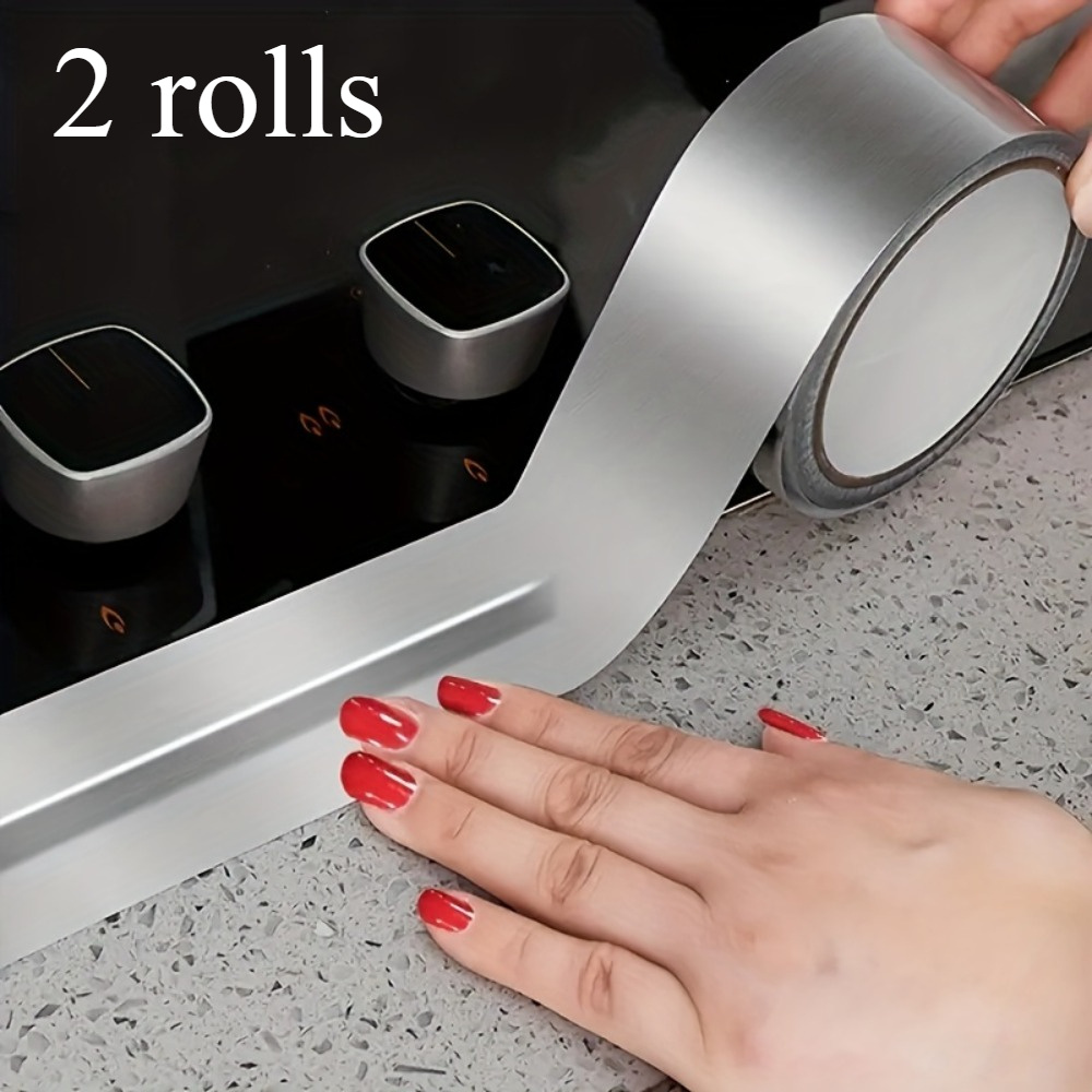 TEMU Self-adhesive Aluminum Foil Tape - & Moisture-repellent Sealing Strip For Bathtubs, Bathrooms, Showers, Toilets, Kitchens & Basin Edges - 1.18" X 197" Roll - Easy To Cut & Apply