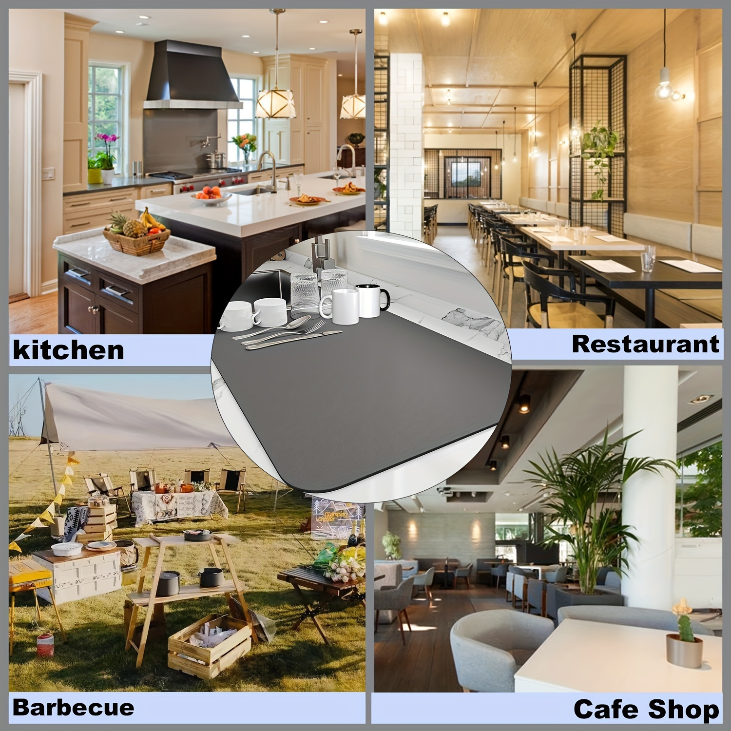 Tapete de Secado de Platos Súper Absorbente con Base de Goma Antideslizante - Resistente al Calor, Tapete de Drenaje para Encimera de Cocina, Baño y Alimentación de Mascotas - Ideal para Restaurantes y Cafeterías, Material de Poliéster Duradero, Tapete para Encimera de Cocina | Accesorio de Cocina Moderno | Tapete de Encimera Duradero, Estante para Secar Platos, Tapete para Secar Platos, Tapete Absorbente para Cocina, Accesorio de Cocina, Tapete Negro para Fregadero, Tapete para Drenar Platos