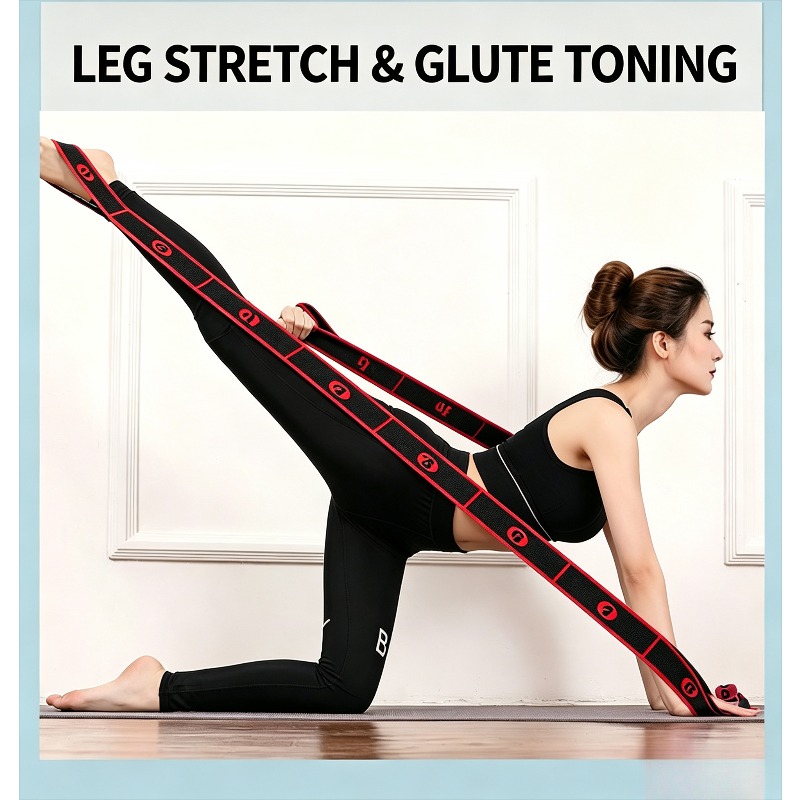 Image of Yoga Pull Band 1pc Fitness Home Physiotherapy Rehabilitation Resistance Band, Portable Full Body Stretch Strength Training Band, Resistance Strap