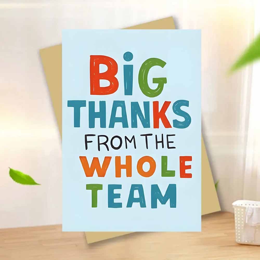 TEMU 1 Oversized 'team Appreciation' Card With An Envelope - Bright Turquoise Blue And Golden Card Expressing Gratitude For Teams, Corporate