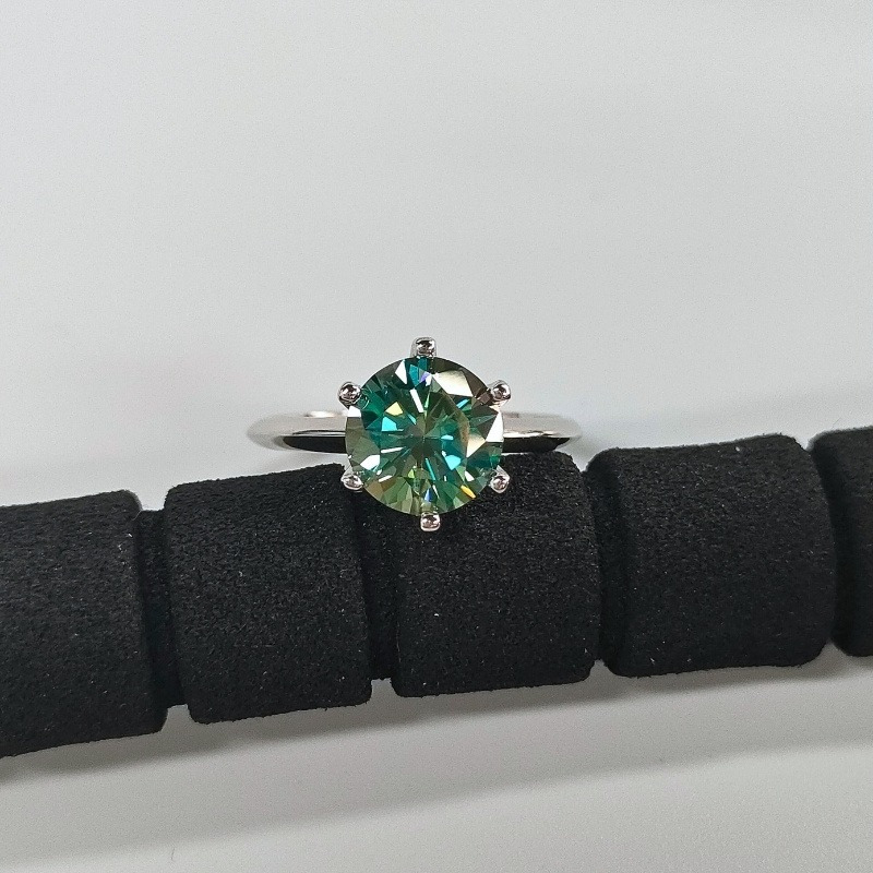Women's 1/2/3 Carat Turquoise Synthetic Moissanite Ring in 925 Silver
