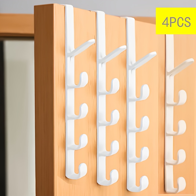 TEMU 4pcs Storage Rack With 5 Hook Bags, Home Bathroom Shelf-suitable For Bathroom, Bedroom, Wardrobe, Used As Storage Hooks, Practical Hooks And