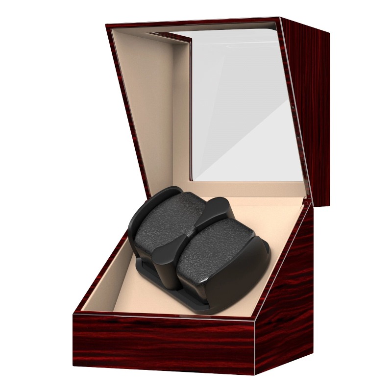 Double Watch Winder With 2-speed (auto/dormancy) & Display Box - Watch Winder For Watch Box With Hinge Cover, - Watch Preservation Device, Ideal Gift For Collectors