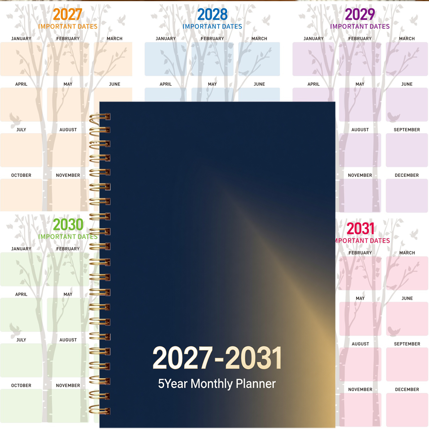 TEMU 1pc 2027-2031 Monthly Planner 5-year Monthly Planner Yearly Calendar Schedule Monthly Tabs 60-month Calendar Perfect Gift Choice