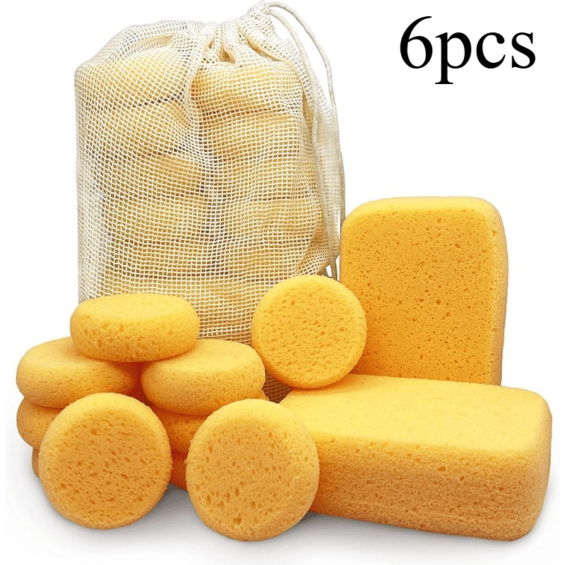 TEMU 6pcs Of Care Sponges With Storage Bag - , 1 Large Square, Easy To Store, Suitable Care - , , Boots, And -