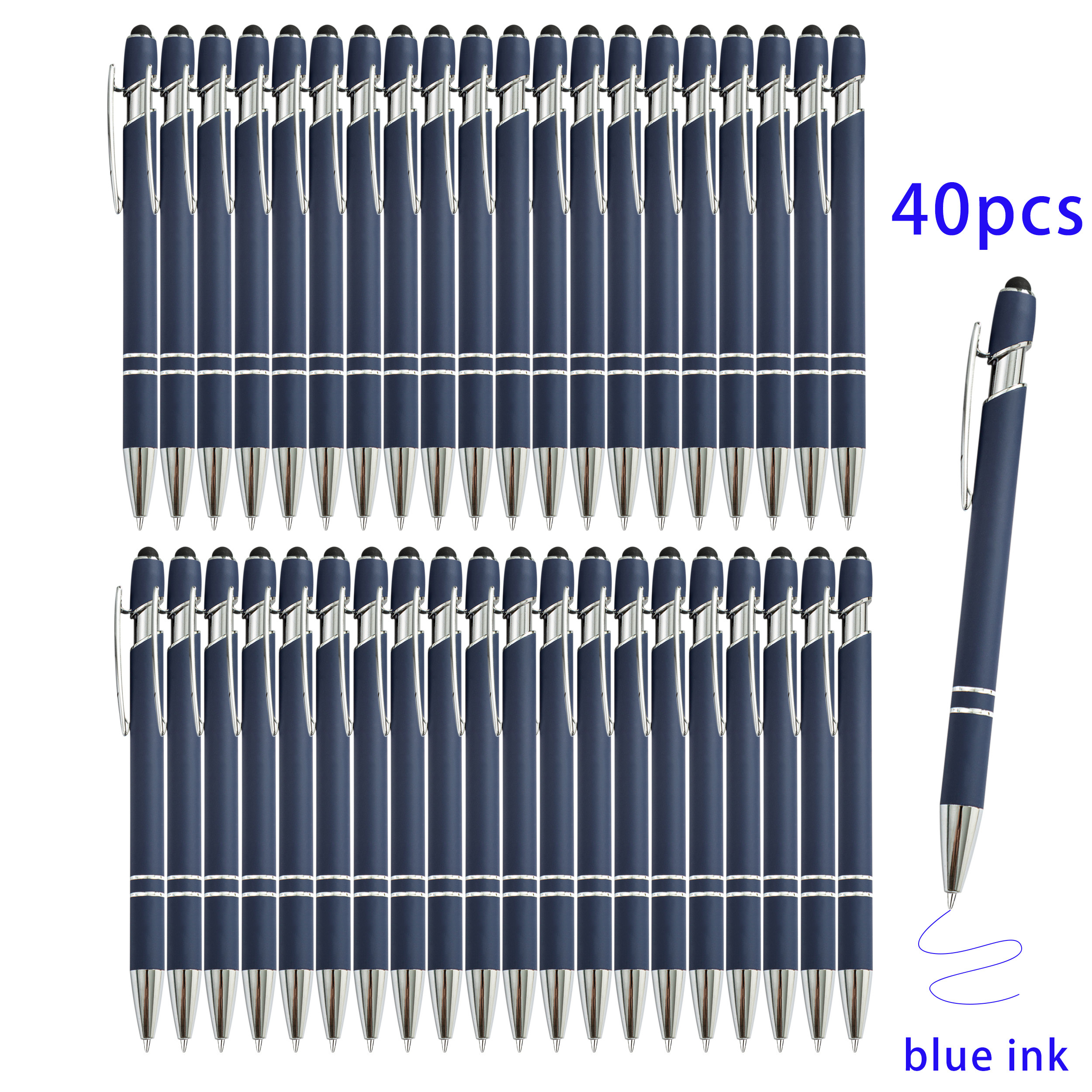 Image of 40pcs Dark Blue Metal Ballpoint Pens | Smooth Writing Blue Ink, Ideal For Weddings, Bridal Parties, , School, Diaries & Gifts, Perfect For Professionals & Students