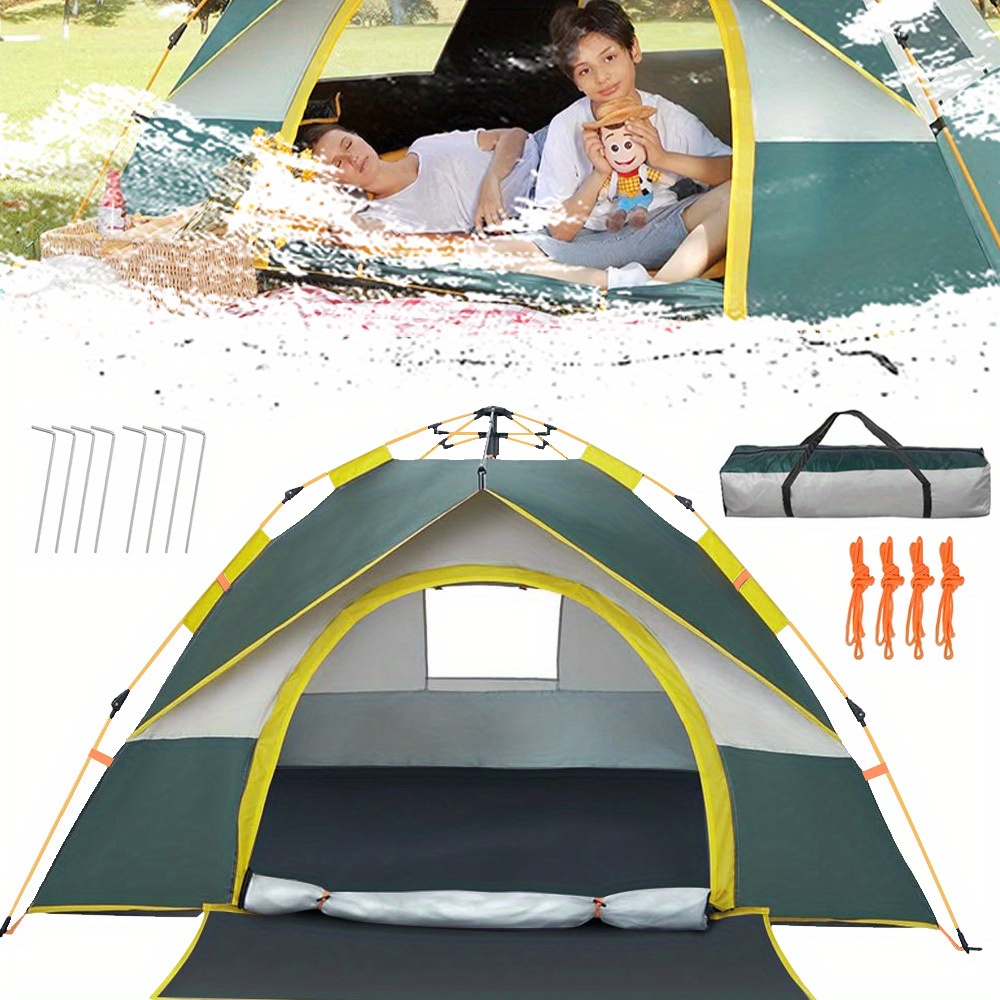 Image of Anikers 3-4 Person Automatic Pop-up Camping Tent With 2 Windows, Lightweight Tent For Backpacking, Hiking & - Easy Setup, Tent For Camping, Gear, Modern Tent Design, Durable Tent Fabric
